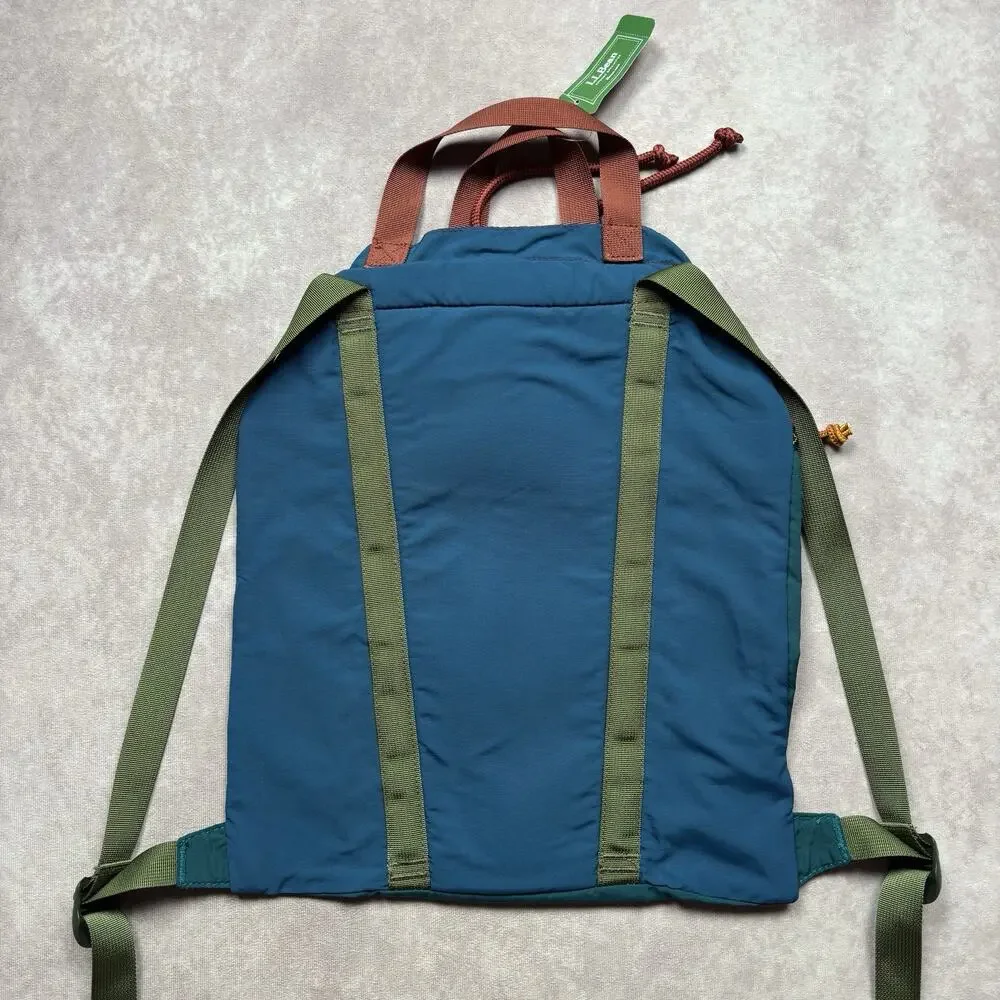 L.L.Bean Mountain Classic Drawstring Pack Backpack Brown Blue Green NWT Large